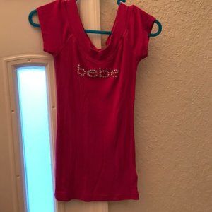 bebe pink V neck T shirt